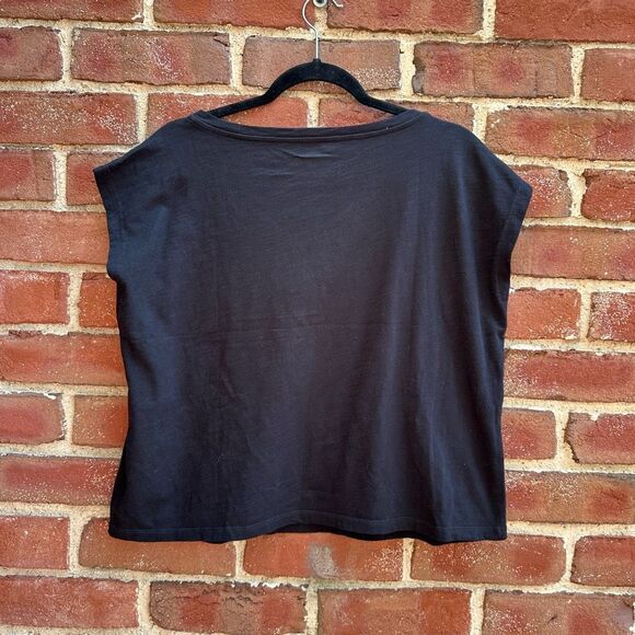 Eileen Fisher Bateau Neck Boxy Top black Women's XXS NWOT - Picture 5 of 9